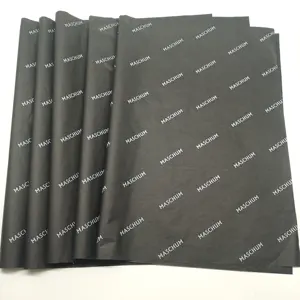 Kertas tisu hitam daur ulang logo kustom untuk sepatu dan pakaian kemasan, kertas pembungkus khusus