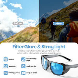 Lunettes de soleil polarisées TR90 à monture intégrale, protection UV400, résistantes au vent, pour la randonnée et l'escalade, avec protection latérale légère pour lunettes, vente en gros 2026 - Product Image 4