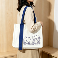 Sac de rangement pratique et réutilisable en toile sérigraphiée personnalisée avec motif de dessin animé, fermeture éclair et poignée longue, pochette de voyage