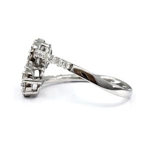 Bagues de mariage classiques en or blanc massif 18 carats avec diamants véritables, sertissage pavé double grappe, design superbe pour femme, idéales pour les fêtes - Vente en gros - Product Image 2