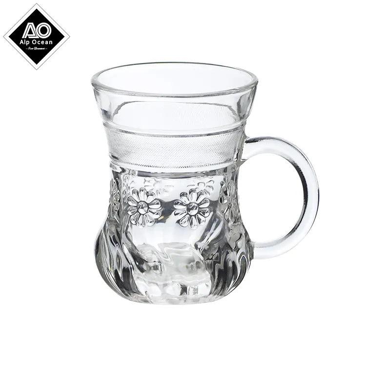 130ml klasik kırmızı çay bardağı kupa şeffaf kahve gözlük ayçiçeği desen süt bardak sıcak/soğuk içecekler için