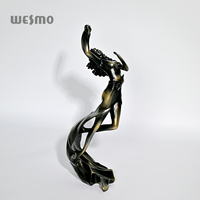 Accessoires de décoration pour la maison Figurine de table en résine artisanale Vintage High-Shine Copper Color Dancing Dancer Sculpture