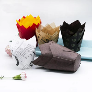 Top qualité motif personnalisé couleur Pure tulipe Style cuisson <span class=keywords><strong>Cupcake</strong></span> doublures emballages four sûr cuisson doublures ensemble pour gâteau boulangerie - Product Image 3