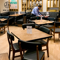 Ensemble de mobilier de restaurant en bois Ron Group : canapé, table et banquette pour café, fast-food et commerce