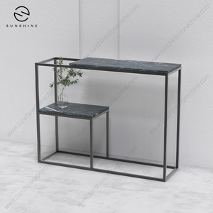 Mesa Consola Moderna con Tapa de Mármol y Estructura Metálica, Diseño Minimalista para Recibidor o Entrada - Product Image 4