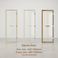 Porte de sauna, porte de hammam, porte entièrement vitrée à cadre en aluminium, verre de thé, cèdre, personnalisable