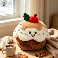 Peluche Cupcake Cerise Kawaii avec Visage Souriant, Coussin en Peluche Doux, Décoration de Canapé, Cadeau d'Anniversaire pour Enfants