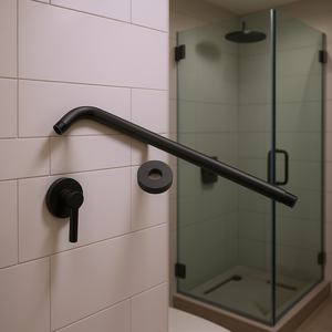 Brazo de Ducha en Forma de L de 20 Pulgadas, Negro Mate, Acero Inoxidable, Montaje en Pared con Brida, Accesorio para Cabezal de Ducha - Product Image 2