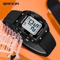 Reloj Digital para Estudiantes SANDA 2175, Esfera Tonneau, Correa de Silicona Multifunción, Deportivo, para Exteriores, a la Moda, Resistente al Agua, Reloj de Pulsera para Niños
