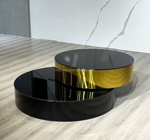 Venta al por mayor Sala de estar Mesa de lujo de acero inoxidable Mesa de centro Set 2 Mesa de centro para el hogar Hotel - Product Image 6