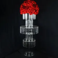 Idées de mariage 5 couches de haut cristal acrylique pendentif perles fleur support Mariage clair acrylique mariage centres de table pour tables