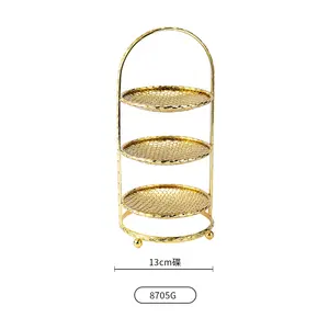 European Style Simple Gold Silver Chinese And Western Food Afternoon Tea Heart Rack Dessert Sandwich Cake Plate