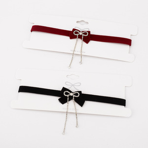 Collana a clavicola con fiocco di velluto retrò collana semplice e Versatile catene da donna puro desiderio - Product Image 6
