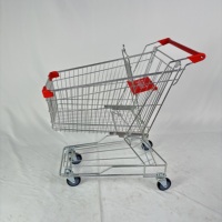 Carrito de Compras para Supermercado del Mercado Asiático, Carrito de Compras de Gran Volumen, Carrito de Acero con Ruedas