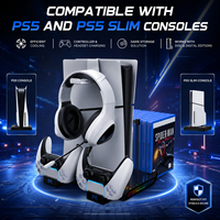 Support de chargement multifonctionnel pour ventilateur de refroidissement avec lumière RVB pour PS5 Slim Disc et accessoire de jeu numérique essentiel