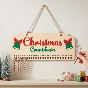 Calendario de Adviento de Madera con Soporte para Bastones de Caramelo, Decoración Navideña para Colgar en la Pared, Decoración Festiva Reutilizable - Product Image 5