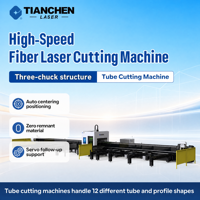Découpeur de tubes laser à fibre à trois chucks avec refroidissement par eau et support servo CNC AI pour la laiton et l'acier inoxydable