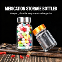 Flacon en verre transparent de 120 ml, vide, pour pilules et capsules, avec bouchon à vis en aluminium, conteneur de stockage pharmaceutique pour compléments alimentaires