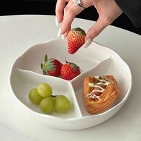 Assiettes en céramique blanches à 3 compartiments avec logo personnalisé, assiettes de restaurant, assiettes à fruits, assiettes à compartiments