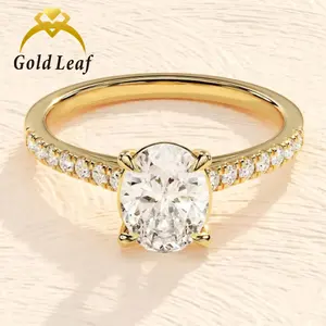 Goldleaf alta gioielleria oro 14K oro IGI VVS laboratorio cresciuto diamante anello nuziale donna lusso diamante anello di fidanzamento oro anello nuziale