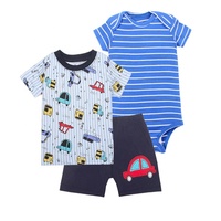 Ensemble 3 pièces décontracté d'été pour bébés garçons : short, barboteuse et vêtements pour tout-petits