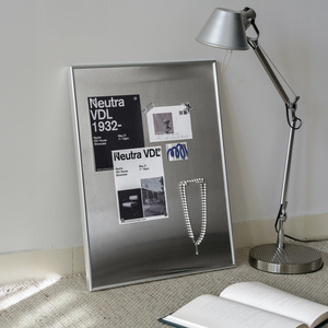 Tablero <span class=keywords><strong>de</strong></span> Fotos Magnético Minimalista Hecho a Mano, Marco <span class=keywords><strong>de</strong></span> Aluminio y Acero Inoxidable Cepillado, Decoración <span class=keywords><strong>de</strong></span> Pared para Fotos <span class=keywords><strong>de</strong></span> Paisajes y Notas - Product Image 2