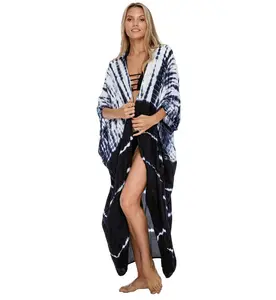 Long Wrap beachwear Custom 100% Polyester Fabric beach Dress&kaftan Cover Up swimwear 2022