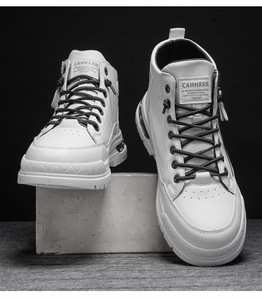 Botas de Cuero 2026 para Hombre, Botas de Trabajo Casuales de Moda para Primavera-Otoño, Botas Deportivas de Caña Alta con Cremallera Lateral Resistentes al Desgaste - Product Image 6