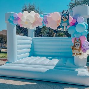 Château gonflable blanc pour mariage, château gonflable extérieur pour enfants et adultes, combo toboggan et château de mariage avec ballons - Product Image 4