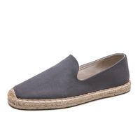 Espadrilles en toile et paille pour hommes, semelle extérieure en caoutchouc, respirantes, antidérapantes, absorbant la transpiration, faciles à enfiler