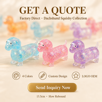 Jouet Squishy Teckel Anti-Stress à Remontée Lente en TPR, Jouet à Presser Chien Saucisse avec Gel Pailleté, Fidget pour Adolescents et Adultes, Vente en Gros