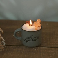 Bougie parfumée en tasse en céramique pour chocolat chaud d'hiver, bougie dessert avec boîte cadeau, impression personnalisée, emballage parfumé, souvenir de Noël