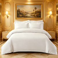 Parure de lit de luxe King Size 100% Coton 300TC Blanc Uni pour Hôtel, Quatre Pièces, Écologique, Respirante, Toutes Saisons, Lavable