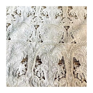 Tissu pour vêtements pour femmes Coconut Tree, tissu soluble dans l'eau 100% coton pour vêtements brodés ou robe hawaïenne, tissu en dentelle - Product Image 6