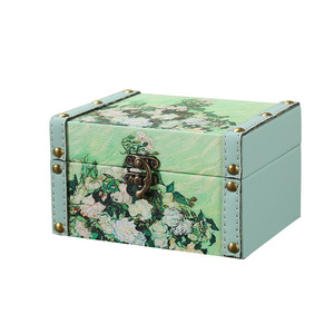 Caja de almacenamiento de madera floral con tapa abatible, caja de joyería, caja de regalo decorativa para organización de escritorio en el hogar u oficina - Product Image 5