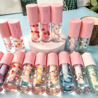 Huile à Lèvres Transparente Végane Hydratante et Réactive à la Couleur, Gloss Transparent et Hydratant, Marque Privée, Goût Fruitée Végane, Baume à Lèvres Adorable
