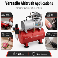 8895301 EXTOL 1/4" 1/8" Einstellbarer Druckluft-Airbrush-Kompressor mit Lufttank und Kondensat- und Schmutzabscheider