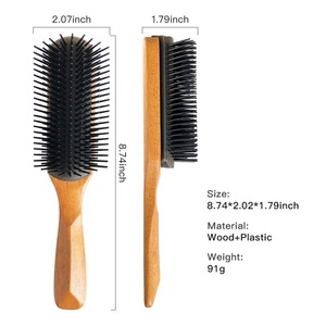Brosse à cheveux démêlante <span class=keywords><strong>Denman</strong></span> détachable de haute qualité à 9 rangées avec manche en bois écologique et logo personnalisé, très vendue - Product Image 5