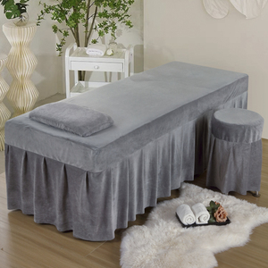 Housse de table de massage en velours <span class=keywords><strong>doux</strong></span> avec trou pour le visage, drap de <span class=keywords><strong>lit</strong></span> hypoallergénique pour salon de spa, <span class=keywords><strong>couvre</strong></span>-<span class=keywords><strong>lit</strong></span> - Product Image 3