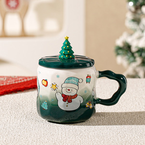 Christmas Ceramic Cup With Santa Lid And Festive Design <b>Gift</b> Boxed - Product Image 5
