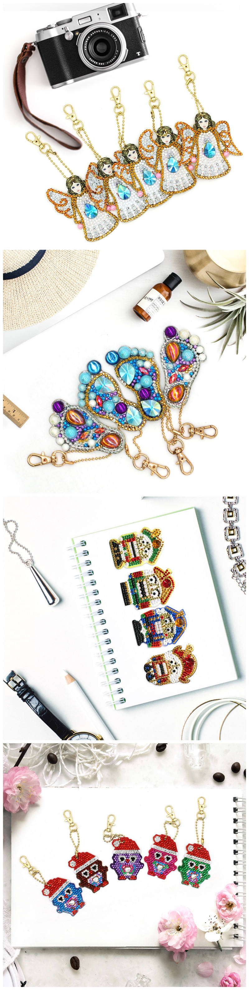 LL-YSK-5Pack DIY Diamond Painting Kits for Kids and Adult Beginners Valentine<i></i><i></i>'s Day Mother<i></i><i></i>'s Day Gift Diamond Painting Keychain