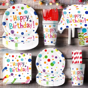 Sinh Nhật Đảng Tấm Khăn Ăn Phục Sinh Trang Trí Trẻ Em Sinh Nhật Đảng Đầy Màu Sắc Polka Dot Bộ Đồ Ăn Giấy Dùng Một Lần Tấm - Product Image 4