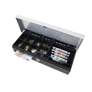 Cajón <span class=keywords><strong>de</strong></span> efectivo estándar portátil para caja <span class=keywords><strong>de</strong></span> dinero <span class=keywords><strong>de</strong></span> supermercado, con tapa abatible <span class=keywords><strong>de</strong></span> almacenamiento <span class=keywords><strong>de</strong></span> metal, 8 billetes ajustables/8 <span class=keywords><strong>monedas</strong></span> - Product Image 3