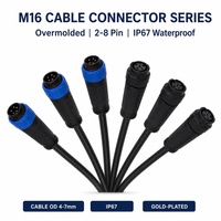 Connecteur circulaire étanche M16 IP68 2~8 broches 10A 5A 3A Prise de montage sur panneau 90° ° 180 °   Prise mâle-femelle pour usage industriel extérieur