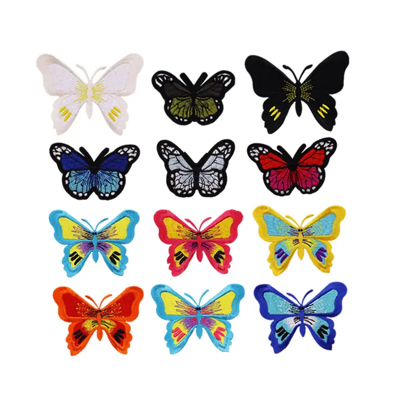 Iron on Patches Butterfly custom color size cartoon High quality embroidery patch