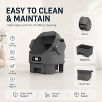 Bac à litière intelligent pour chat avec contrôle par application |   Capteurs anti-pincement à double sécurité |   Nettoyage automatique pour plusieurs chats |   Design carré