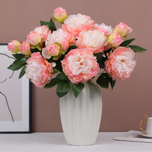 Bouquet de fleurs artificielles de pivoine Ruilisi, fleurs en soie rose foncé, décoration intérieure, accessoires de mariage - Product Image 2