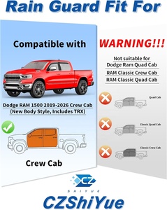 Déflecteurs de fenêtre encastrés pour Dodge RAM 1500 2019-2026 Crew Cab Truck, déflecteurs de fenêtre extra durables, visières de ventilation de fenêtre - Product Image 3