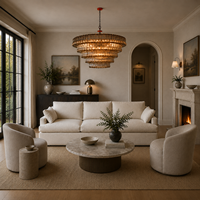 Ensemble de salon OAKEN Luxury American Living Room Cloud Sofa et table en marbre, meubles de salon personnalisables pour la maison
