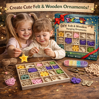 TOFOAM OEM Kit de Bricolage pour Enfants 24 Pièces, Décoration Artisanale en Bois Naturel Écologique, Facile à Faire Soi-Même